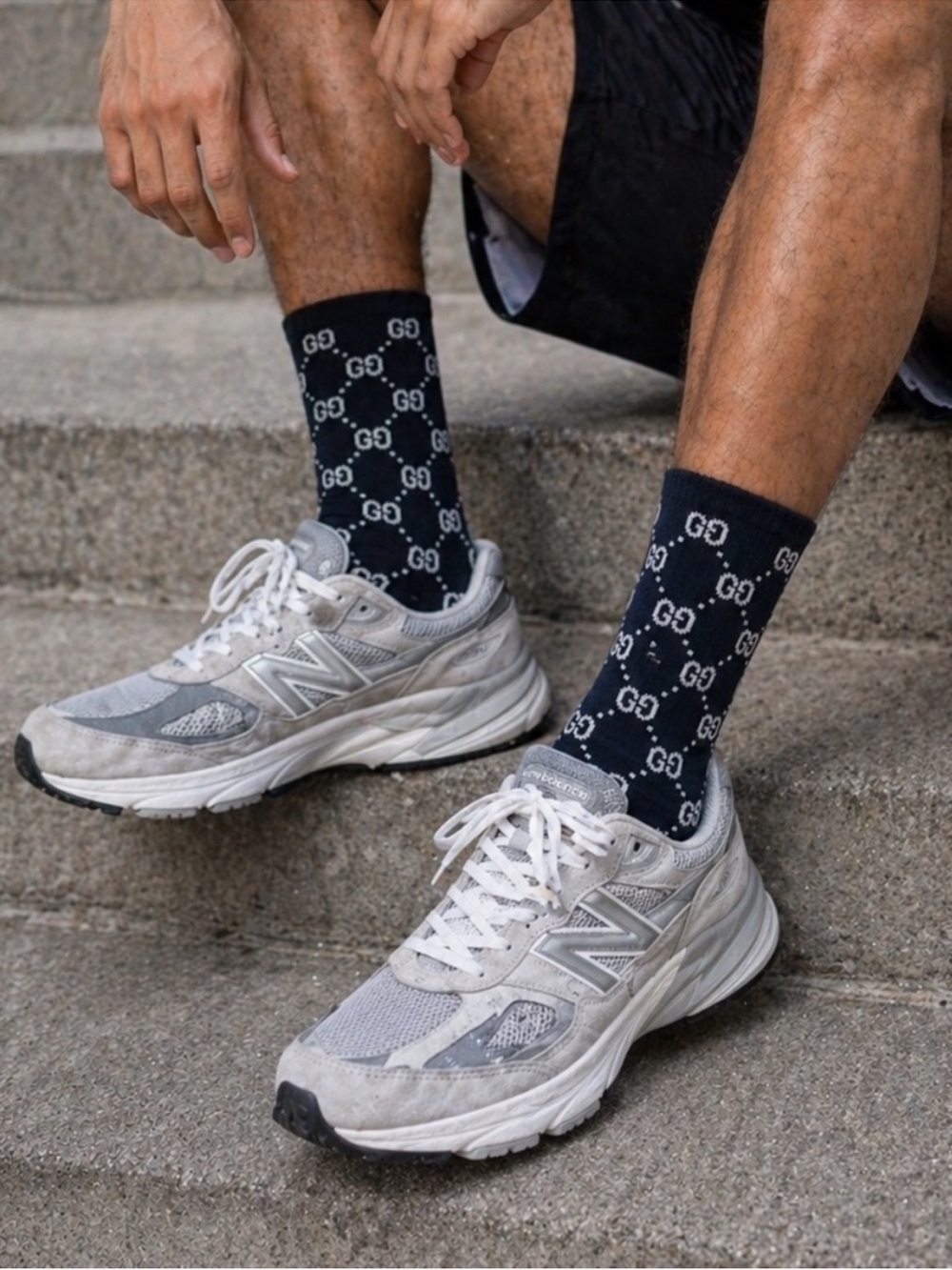 Gucci Blue GG Pattern Crew Socks